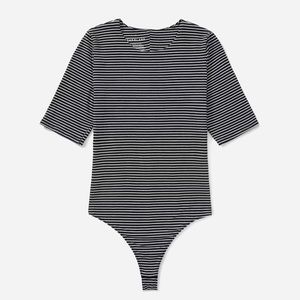 Everlane Supima Cotton Striped Black Body Suit Short Sleeves Size Medium
